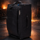 StrongBags Vortex 22 Voyager black rolling flight bag in steel factory